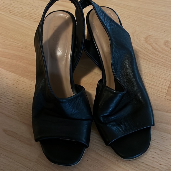 Bueno soft black leather sling backs - Picture 2 of 4